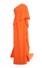 Moda Operandi Carolina Herrera One Shoulder Draped Cape Gown