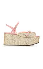 Rochas Glittered Satin Platform Sandals