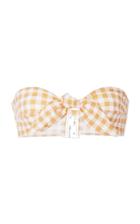 Ephemera Gingham Tie Front Bandeau Bikini Top