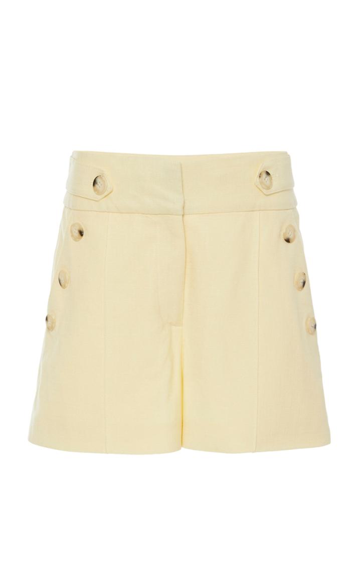 Moda Operandi Veronica Beard Pine Button-accented Canvas Shorts Size: 2