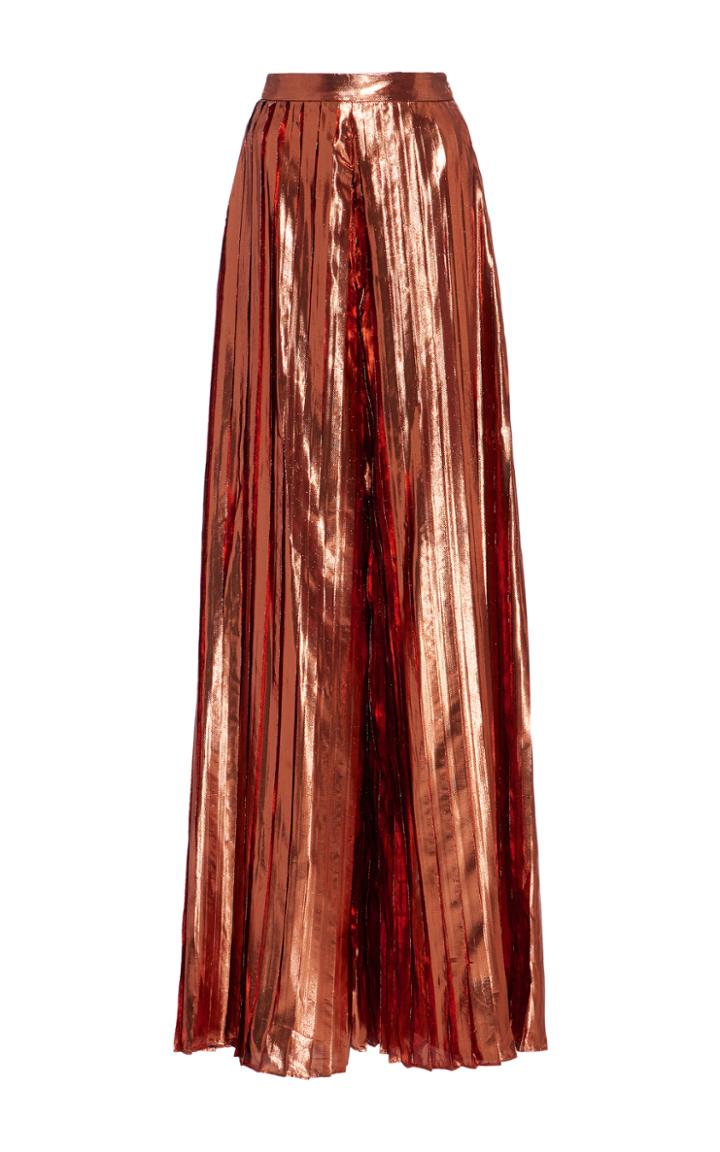 Christian Siriano Metallic Pleated Trousers