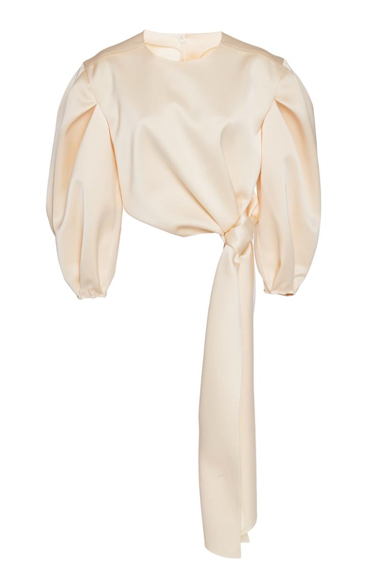 Moda Operandi Carolina Herrera Puff Sleeve Satin Blouse Size: 0