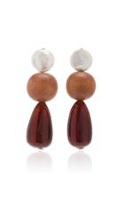 Nst Studio M'o Exclusive Wood & Pearl Drop Earrings