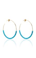 Diane Kordas Star Motif Hoop Turquoise Bead Earrings