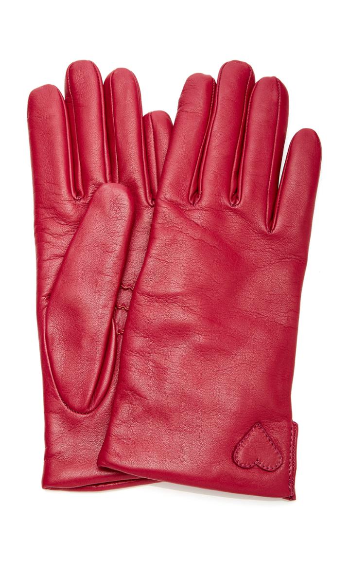 Yestadt Millinery Amore Appliqud Leather Gloves Size: 6.5