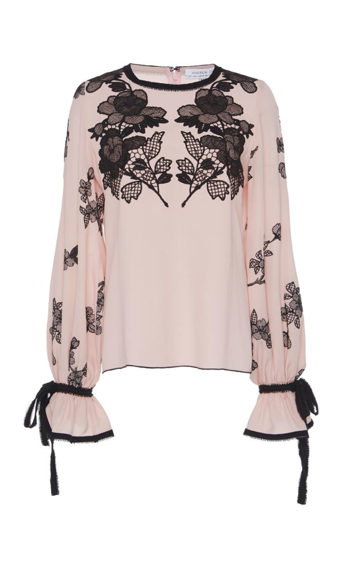 Andrew Gn Floral Embroidered Top