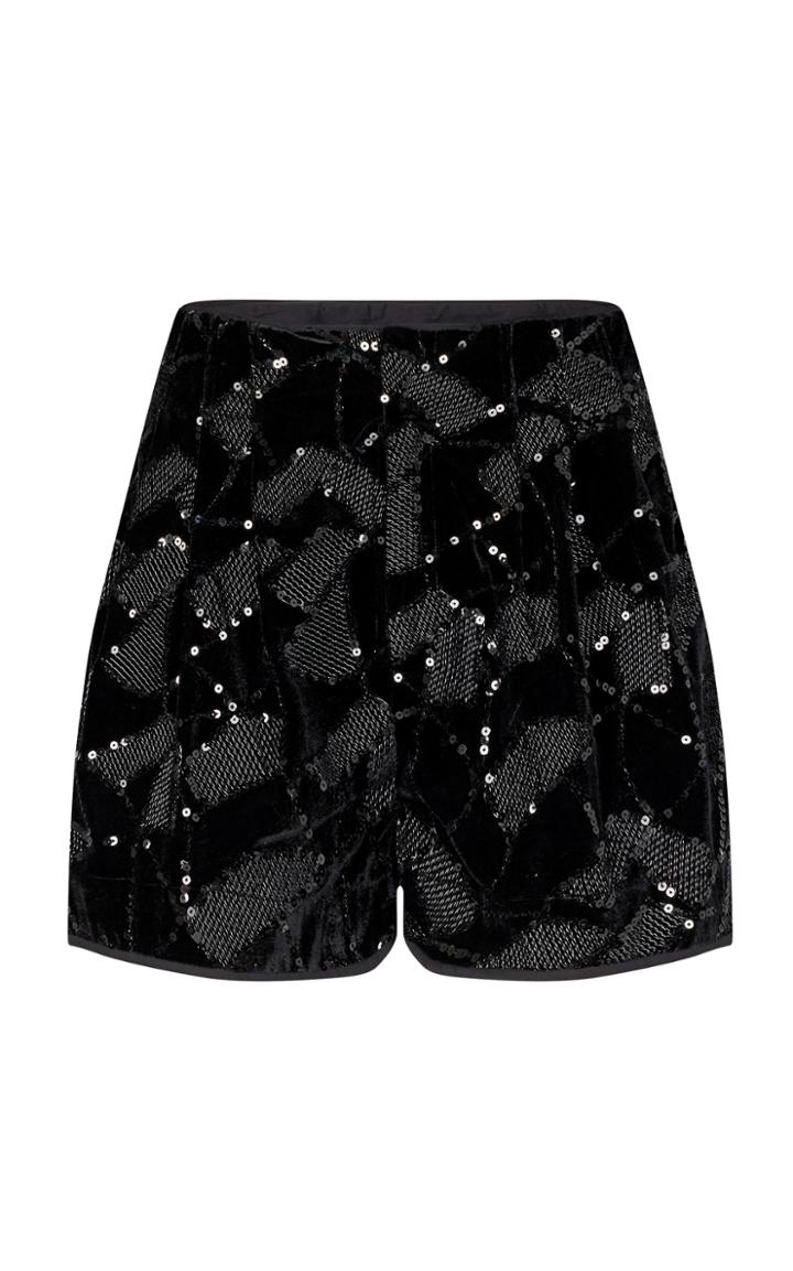 Moda Operandi Rotate Anis Sequined Velvet-jacquard Shorts