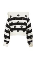 Monse Dotted Stripe Off The Shoulder Knit Top