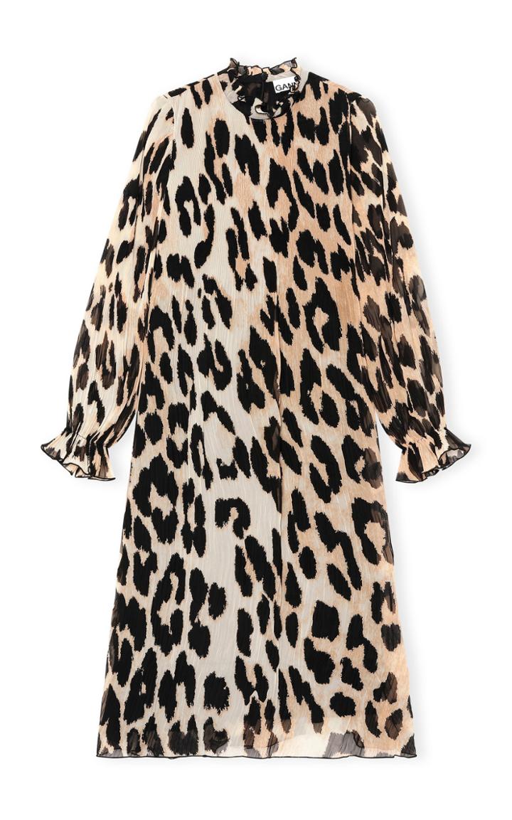 Moda Operandi Ganni Pleated Georgette Long Sleeve Maxi Dress