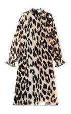 Moda Operandi Ganni Pleated Georgette Long Sleeve Maxi Dress