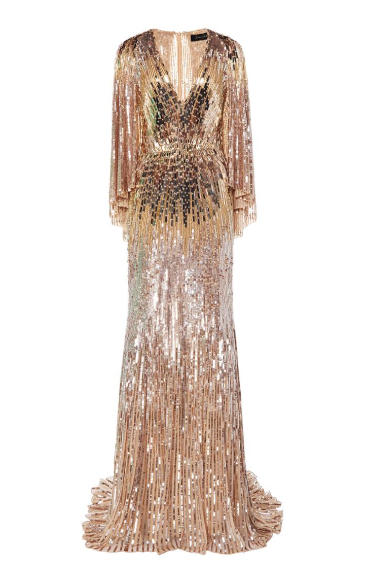 Moda Operandi Jenny Packham Cape-effect Sequined Dress Size: 6