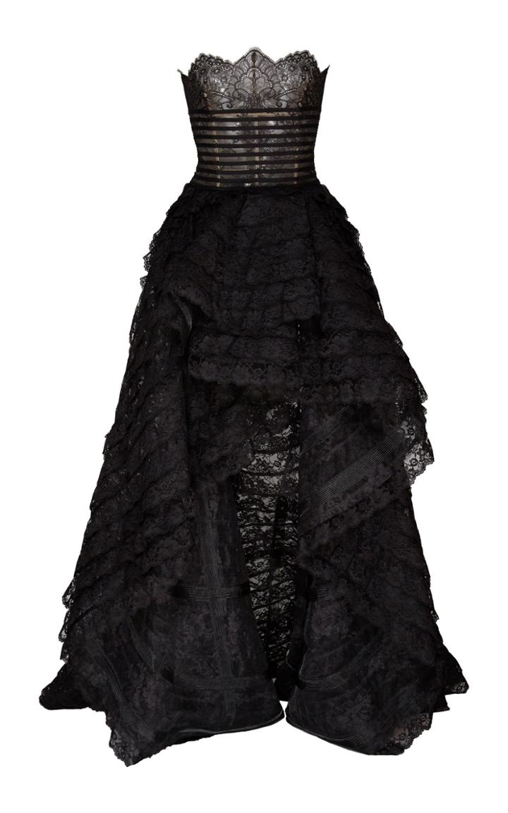Oscar De La Renta Strapless High Low Ball Gown