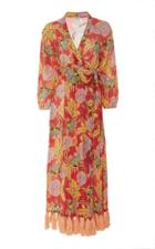 Rhode Resort Lena Tasseled Floral-print Cotton Wrap Dress