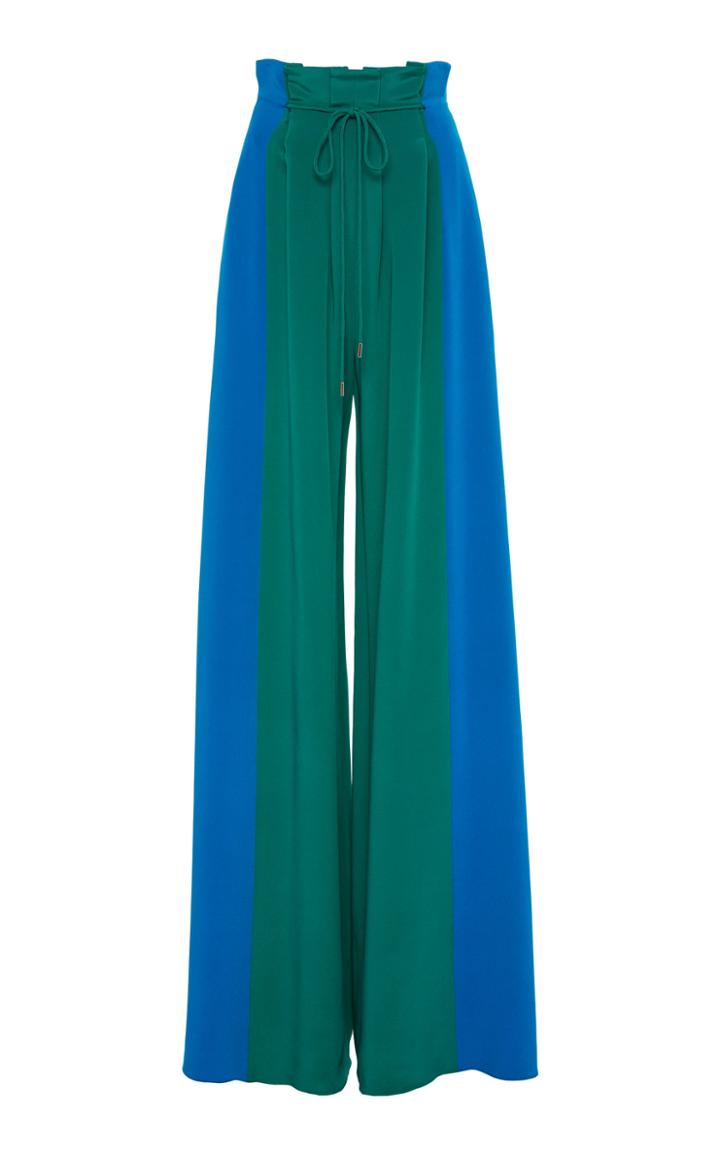 Cushnie High-rise Tie-waist Silk Wide-leg Trousers