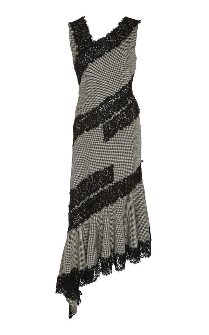 Prabal Gurung Jamrud Lace-trimmed Wool Midi Dress