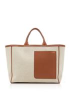 Valextra Large Canvas And Leather Shopping Bag