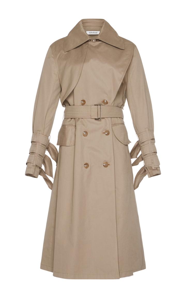 Kimhekim Petal Belted Sleeves Trench Coat