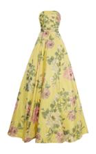 Marchesa Floral Printed Strapless Ball Gown