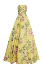 Marchesa Floral Printed Strapless Ball Gown