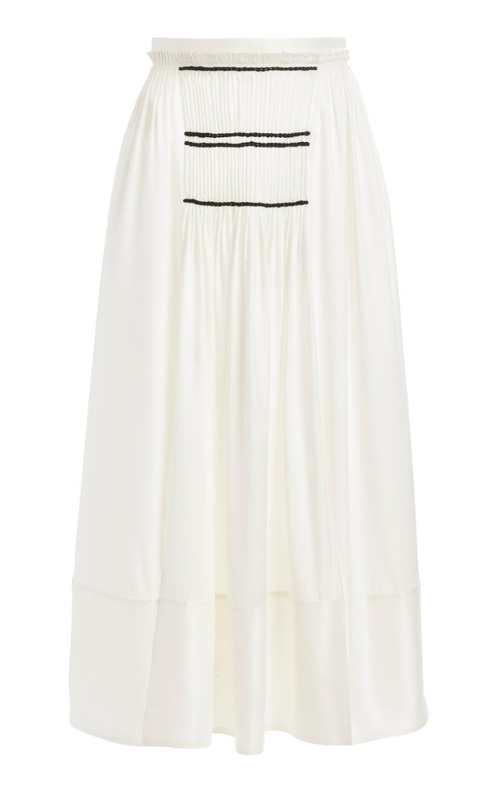 Moda Operandi Gabriela Hearst Christine Smocked Silk Twill Midi Skirt
