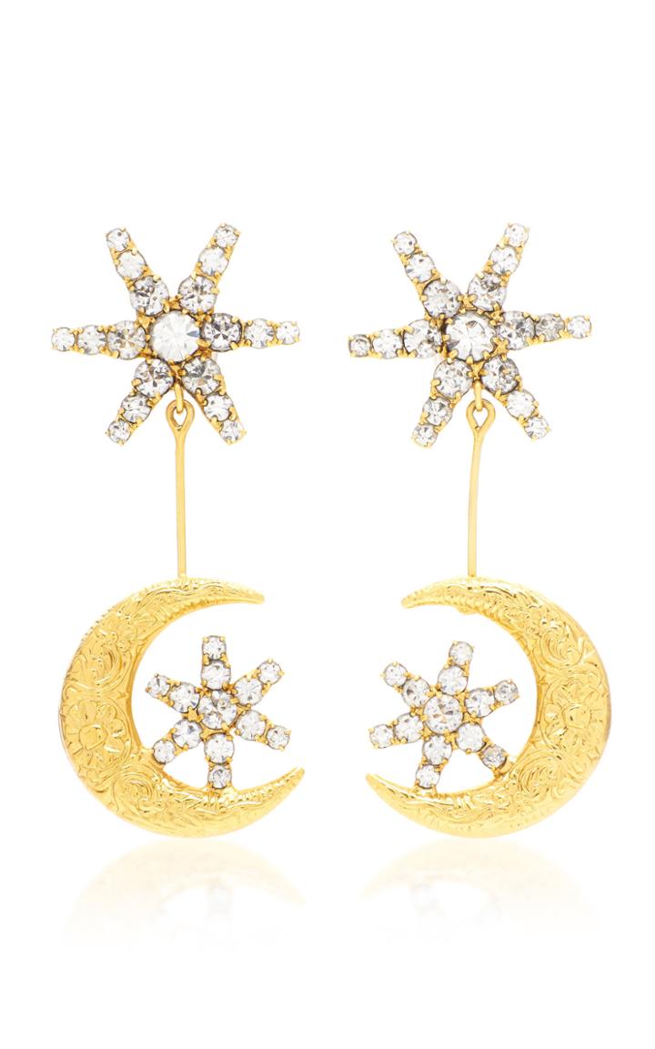 Jennifer Behr Atlas Antique Gold Crystal Earrings