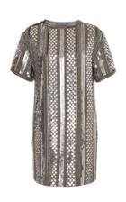 Alberta Ferretti Embellished Short Sleeve Mini Dress