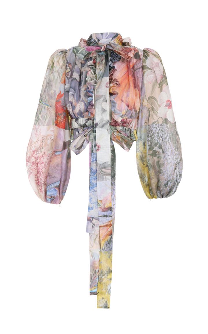 Moda Operandi Zimmermann Botanica Silk-linen Cropped Top