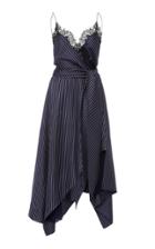 Jonathan Simkhai Emma Lace-trimmed Striped Twill Wrap Dress