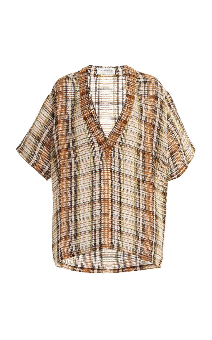 Moda Operandi Victoria Beckham Oversized Linen V-neck Top