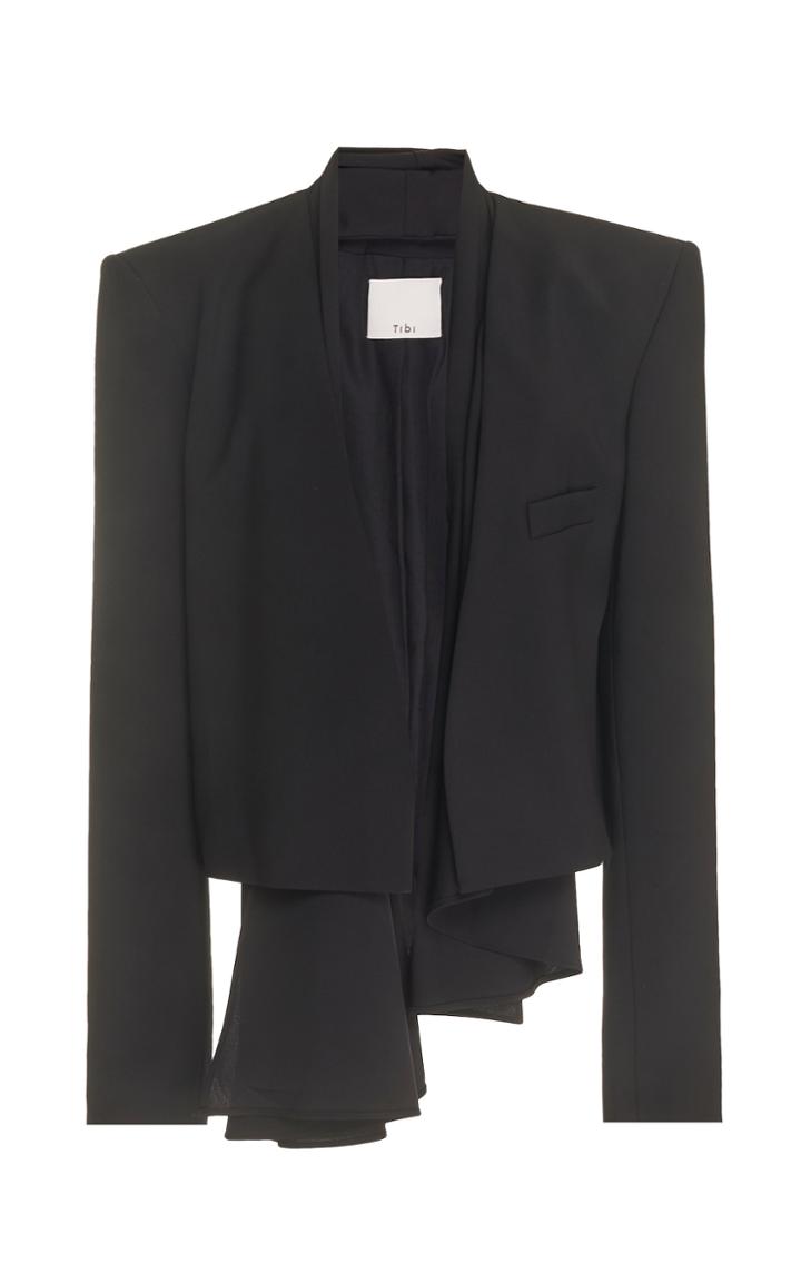 Tibi Scarf-detailed Cropped Crepe Blazer Size: 0