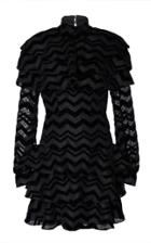 Christian Siriano Zig Zag Burnout Velvet Ruffle Dress