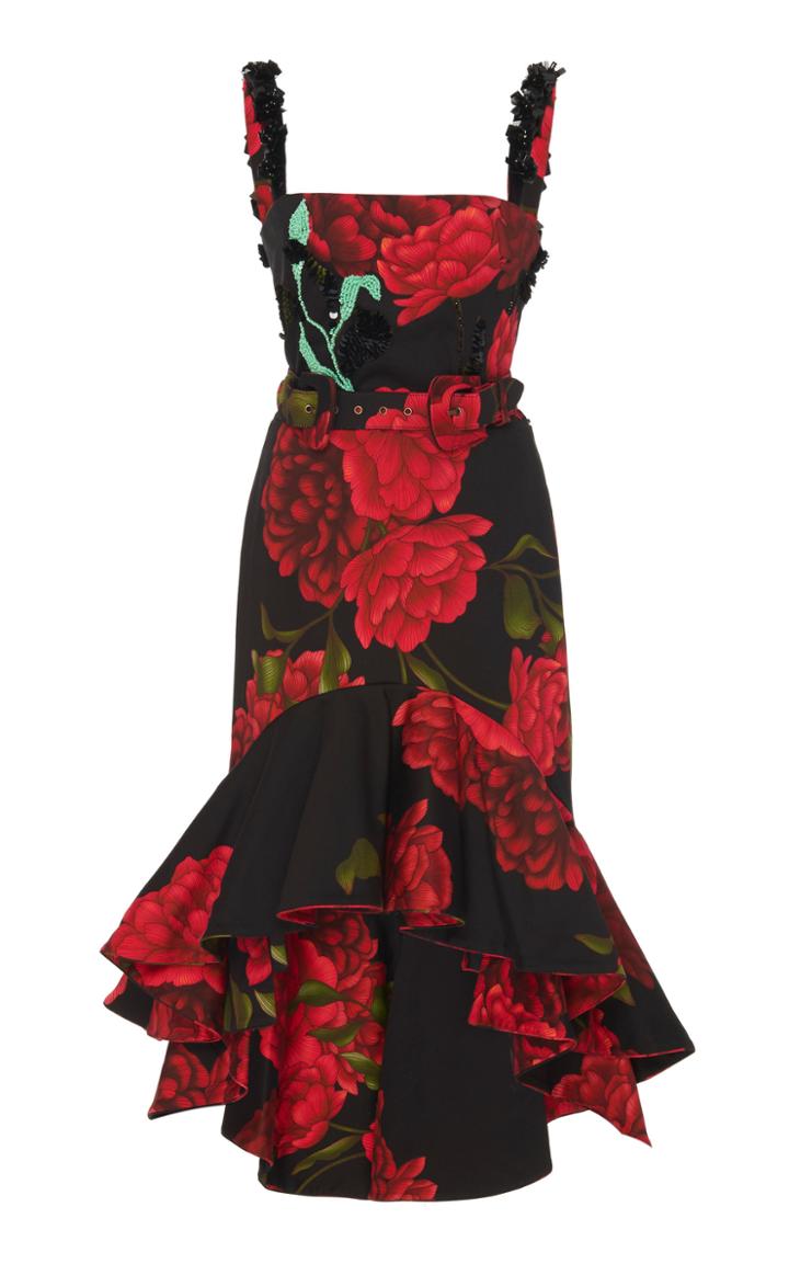 Johanna Ortiz Exclusive Floriated Embellished Belted Dress