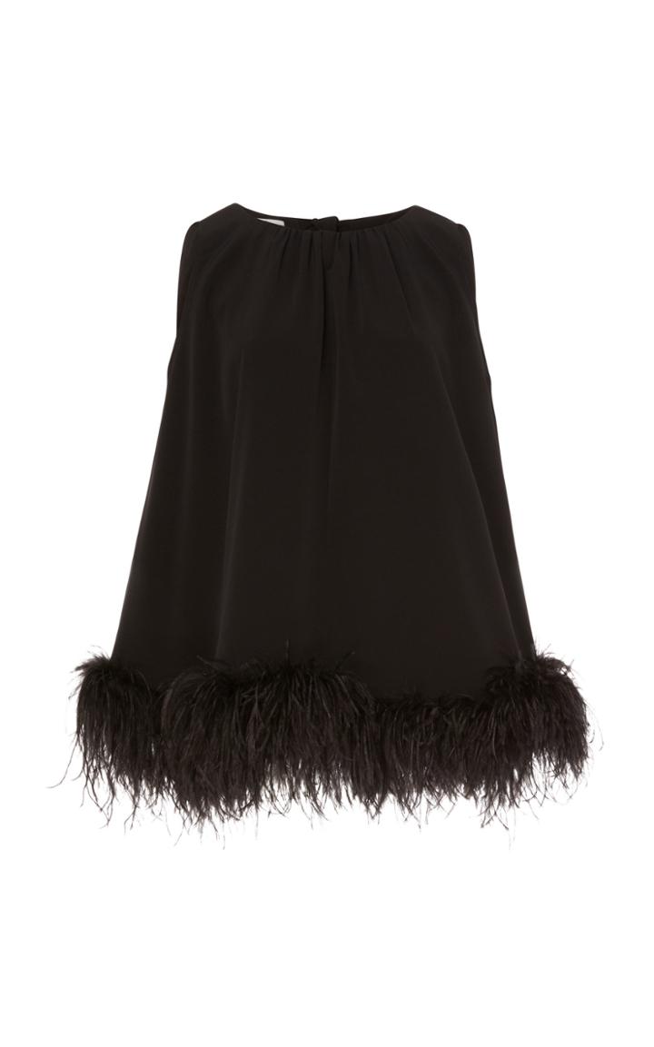 Co Feather-trimmed Crepe Top