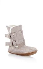 Quoddy Twin Strap Boot In Grey Suede And Shearling