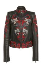 Zuhair Murad Lotus Temple Embroidered Leather Jacket