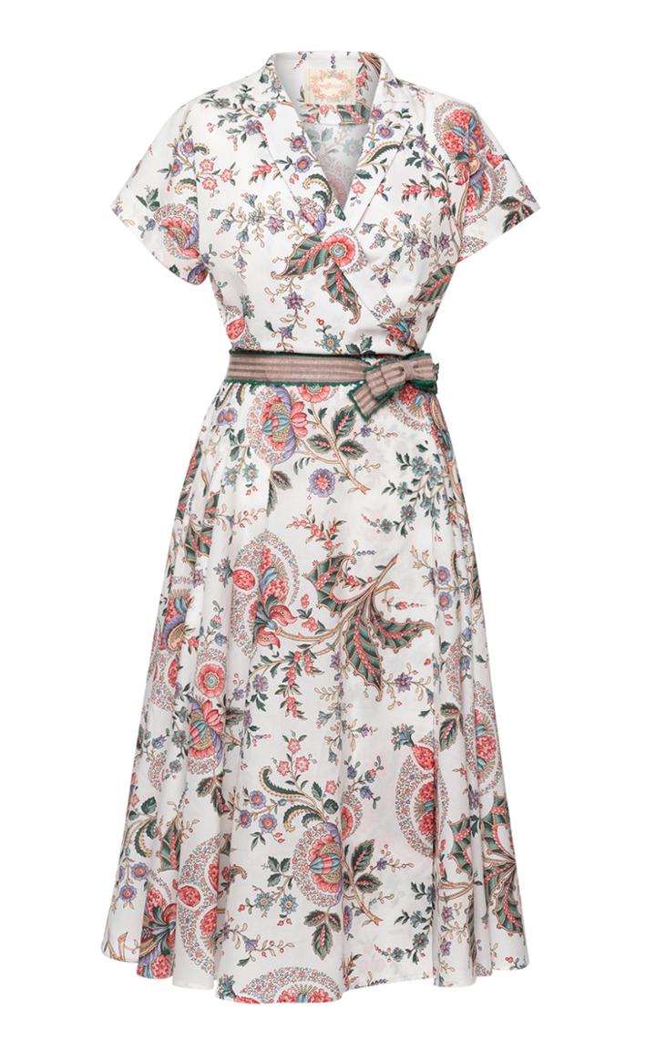 Moda Operandi Lena Hoschek Provenal Printed Cotton Midi Wrap Dress