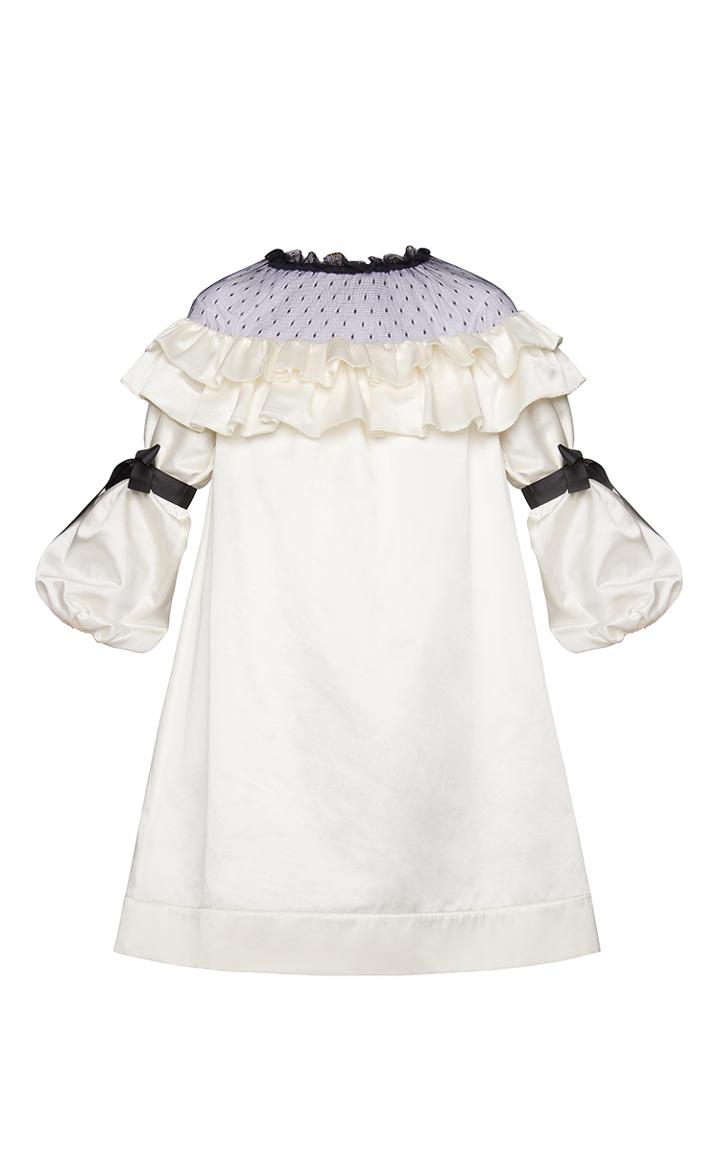 Marianna Senchina Mesh Shoulder Ruffled Mini Dress
