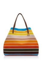 Escada Multi Stripe Canvas Tote