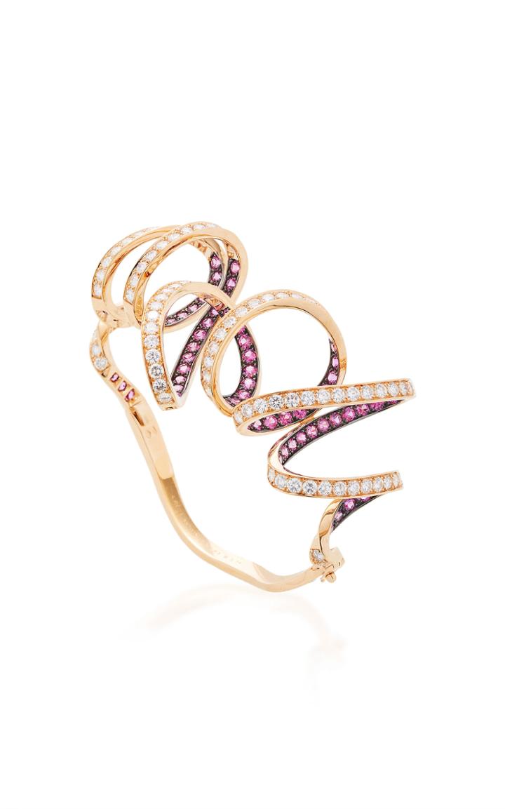 Reza M'o Exclusive: Ribbon Bracelet With Diamonds And Pink Sapphire
