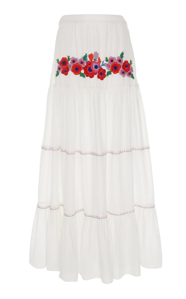 Carolina K Iris Embroidered Cotton Maxi Skirt
