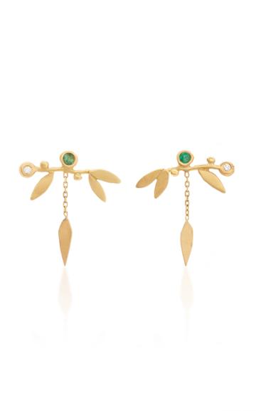 Charlotte Wendes Young Leaf Emerald Earrings