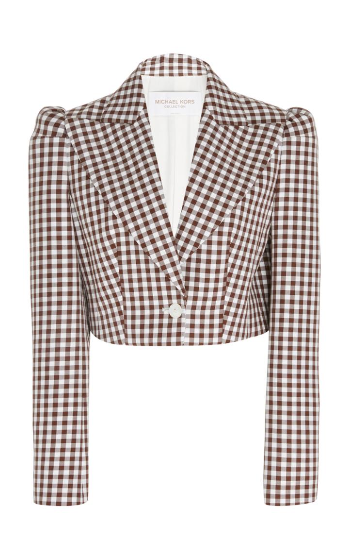 Moda Operandi Michael Kors Collection Gingham Cropped Blazer Size: 0
