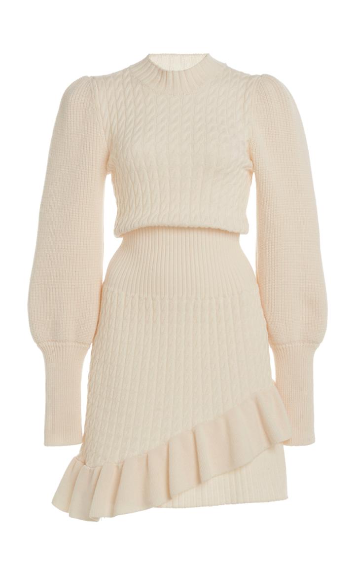 Moda Operandi Temperley London Josephine Ruffled Cable-knit Mini Dress