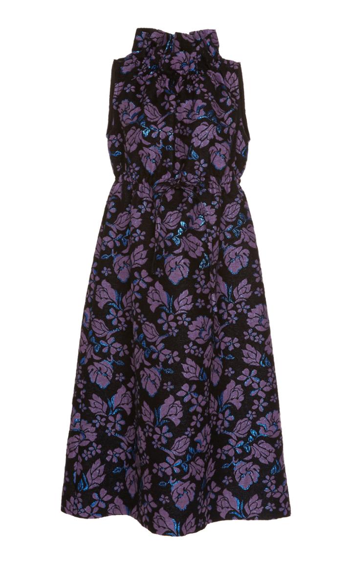 Anna Sui Autumn Evenings Metallic Jacquard Dress