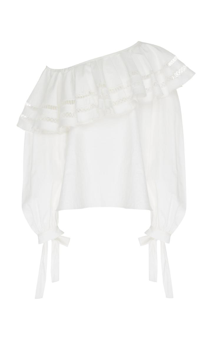 Elie Saab One Shoulder Ruffled Top