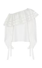 Elie Saab One Shoulder Ruffled Top
