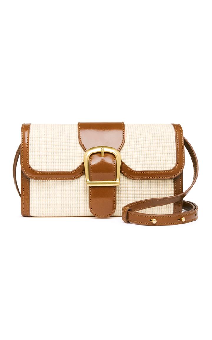 Rylan Update Small Leather-trimmed Rattan Shoulder Bag