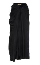 Marni Knotted Satin Ruched Midi Skirt