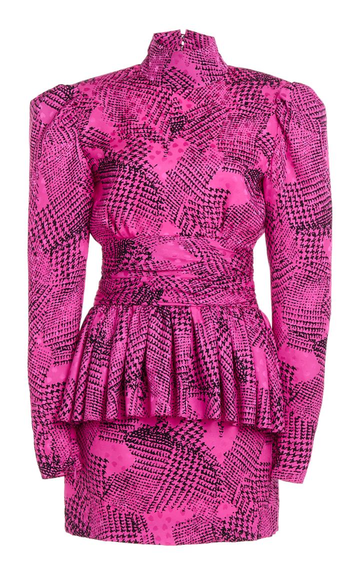 Moda Operandi Alessandra Rich Prince Of Wales P. Silk Open Back Mini Dress