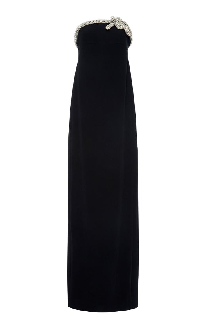 Oscar De La Renta Crystal Bow Colum Gown